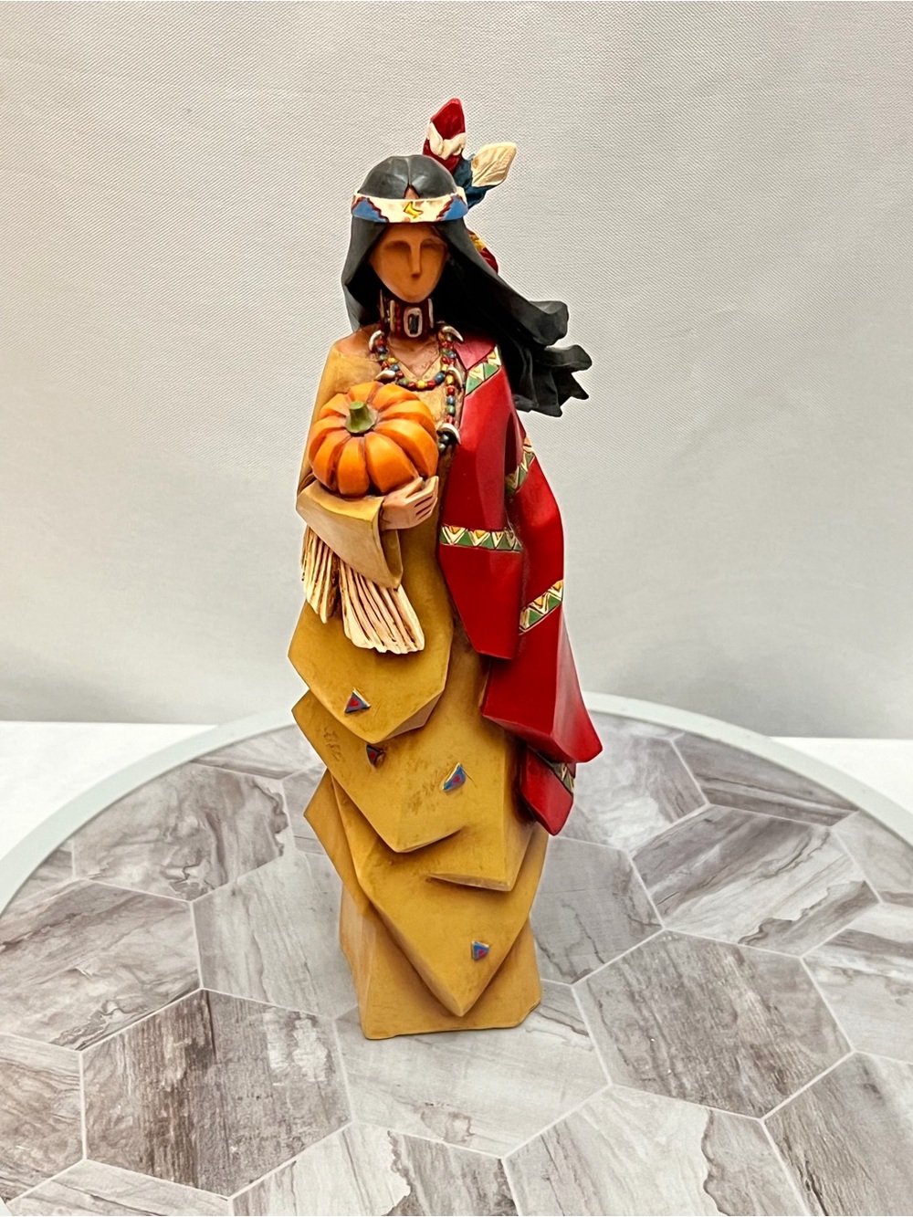 Accents & Occasions Native American Woman Pumpkin Harvest Figurine 9” Decor